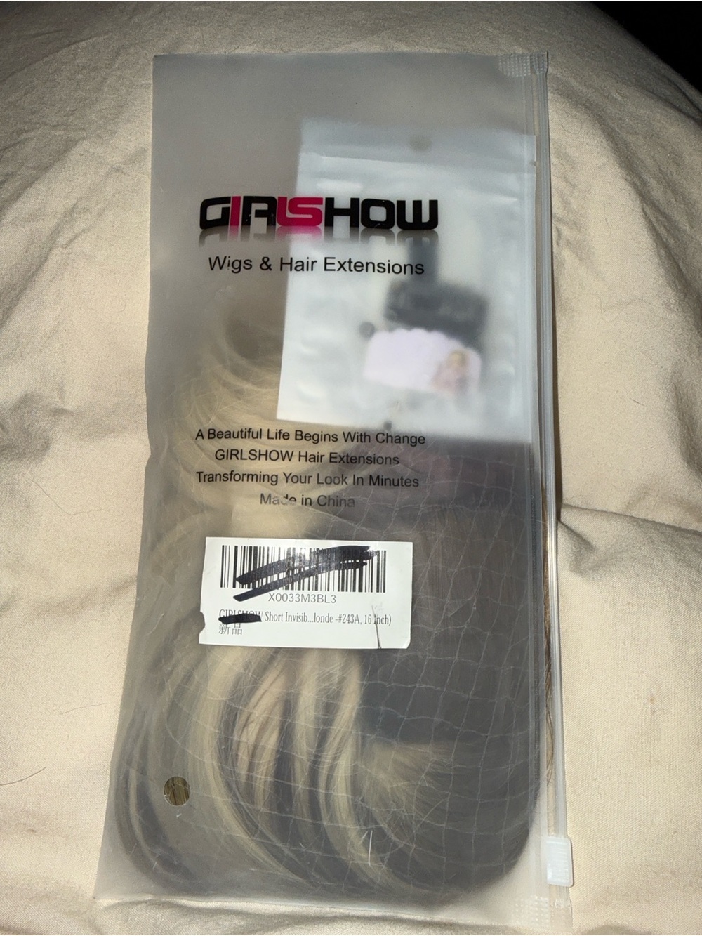 GirlShow Blonde Hair Extensions - Natural Mix Blonde NWT - Picture 9 of 11
